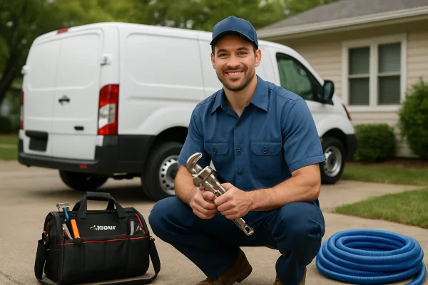 a male plumber smiling and posing for the camera in Richardson, TX - Burst Pipe Repair and Replacement